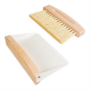 Petit poêlon et pinceau, Mini Set de balais et de balayeuses, Pinceau en bois pour bureau à domicile, Canapé blanc,1 * Petit poêlon avec pinceau, blanc