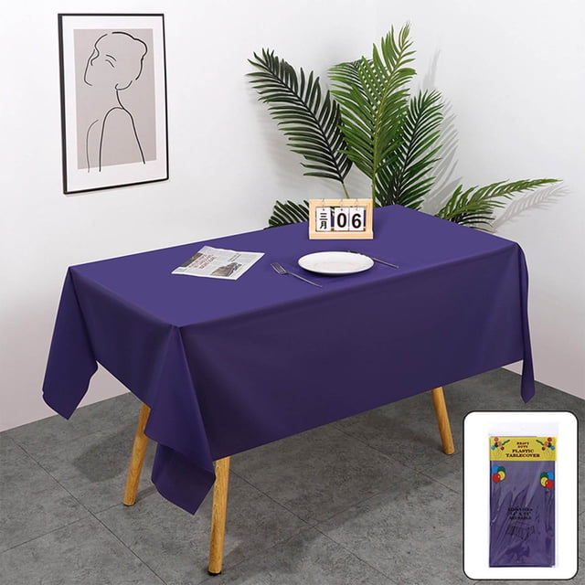 HHBEAUTY Rectangle Vinyl Tablecloth, Waterproof Spillproof Plastic Backed Table Cloth, Wipe Clean Table Cover for Dining, Buffet Parties and Camping (Navy,54" x 72")