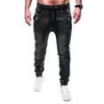 thumbnail image 2 of B91xZ Jeans pour Hommes Coupe Ajustée Classique à Fermeture Éclair Biker Coupe Régulière Jean, Noir G, 2 of 5