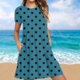 thumbnail image 2 of Weiqiqre Robes pour Femmes Été Décontractées à Manches Courtes Col Ras du Cou Robes T-Shirt Amples Évasées Mini avec Poches, 2 of 5