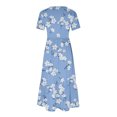 thumbnail image 4 of Offre Hebdomadaire d'Été Iumwxz Robe à Manches Courtes Col Rond pour Femmes Tunique Décontractée Ample Robe Longue Plissée Imprimé Floral Robes Formelles pour Femmes Robe Habillée pour Cadeaux de Vacances, 4 of 5