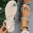thumbnail image 4 of Styesk Womens Sandals Women's Summer Clip-toe Beach Rhinestone Soft Soled Flat Sandals, 4 of 4