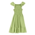 thumbnail image 2 of MIASHUI Robes pour Filles Manches à Volants Robe d'Été Décontractée, Vert Clair, 4-5 Ans, 2 of 8