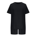 thumbnail image 3 of AherBiu Womens Short Sweatsuits Short Sleeve Side Slit Pullover Tops with Sweatshorts 2 Piece Summer Workout Sets, 3 of 5