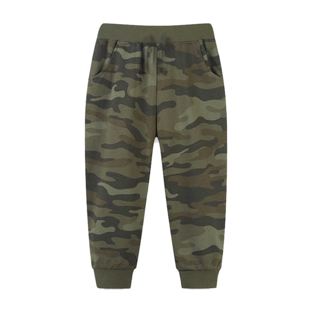 WEIYLL Boys Pants Fashion Prints With Pockets Loose Army Green Fall Clothes size 1-2 Years
