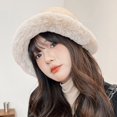 thumbnail image 4 of CSChome Plush Bucket Hat Women Winter Fisherman Hat - Faux Fur Decor Color Matching Windproof, 4 of 7