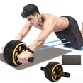 thumbnail image 1 of FHBVT Rouleau de Roue Ab pour Entraînement du Tronc Poignées en Mousse Antidérapantes Roue en Acier Inoxydable TPR Genouillère Incluse Équipement de Gym à Domicile pour Hommes Femmes Renforcement du Tronc Perte de Poids Tonification Musculaire, 1 of 6