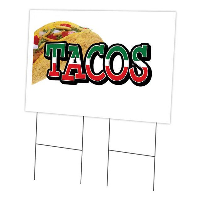 SignMission C-2436-DS-Tacos 24 x 36 Po Tacos Yard Sign & Stake