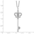 thumbnail image 3 of Diamond2Deal 925 Sterling Silver Rhodium-plated 74 Stone Micro Pav‚ CZ Polished Cross Necklace with 2 Inch Extender for Women 18", 3 of 5