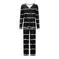 thumbnail image 4 of Timegard Pajamas Sets for Women 2 Piece Stripted Long Sleeve V Neck Ruched Top and Pants Fall Pjs Outfits, 4 of 5