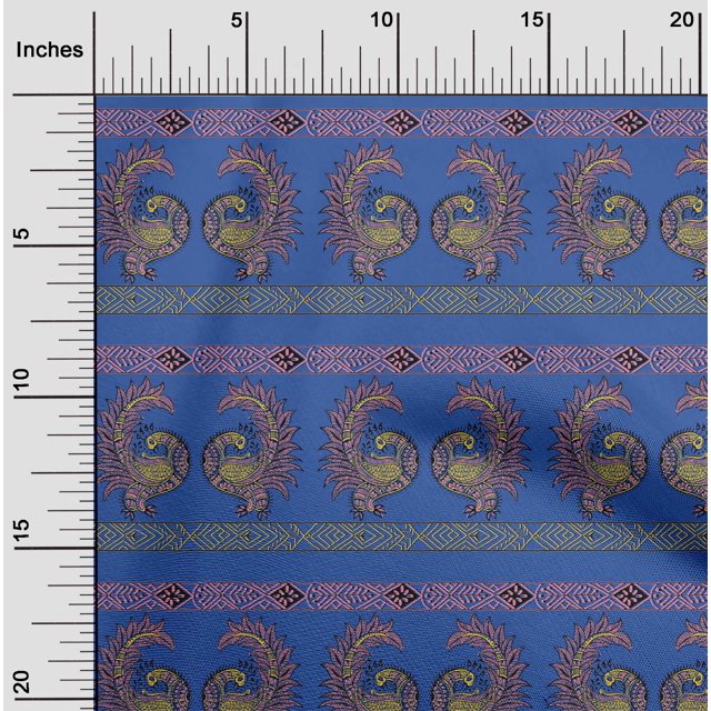 oneOone Polyester Lycra Fabric Peacock Block Decor Fabric Printed BTY 56 Inch Wide