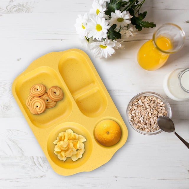 Avdolw 5-Section Wheat Straw Meal Plates,Thickened, Eco-Friendly Lunch Trays for Balanced Diet,Durable & Easy Clean Partition Tableware