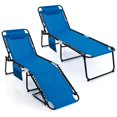 thumbnail image 2 of Costway 2 PCS Folding Chaise Lounge Chair Portable Sun Lounger with Adjustable Backrest Navy, 2 of 8
