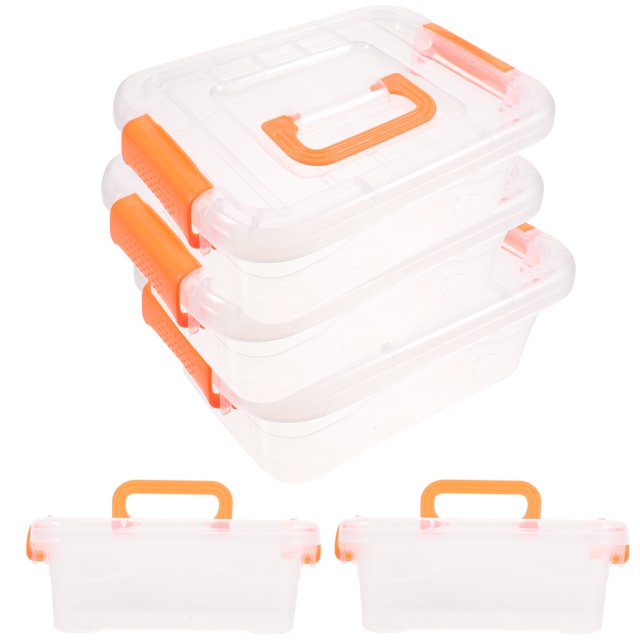 SHISUYAN 5pcs Multipurpose Plastic Storage Container Box with Handle Plastic Travel Storage Box