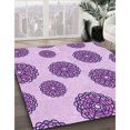 thumbnail image 3 of Ahgly Tapis d'Intérieur Lavable en Machine Carré Transitionnel Fleur Rose, 4 Pieds Carré, 3 of 7