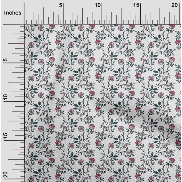 oneOone Cotton Flex Fabric Leaves & Floral Block Decor Fabric Printed BTY 40 Inch Wide