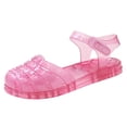 thumbnail image 1 of BYHONG Sandales en Gelée pour Fille Enfants Filles Bout Fermé Chaussures d'Été de Robe Sandales Plates de Plage Rouge_002 10.5, 1 of 9