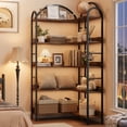 thumbnail image 3 of Corner Bookshelf Arched Bookcase, L Shaped Bookshelf Industrial Corner Shelf, Large Bookshelf With Metal Frame, Etagere Shelf Corner Display Rack for Living Room Bedroom, 3 of 9