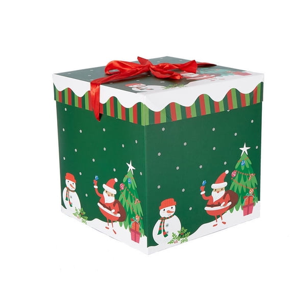 sdhkgrrt under $5 Christmas Gift Box, Christmas Decoration Gift Box,Single Stackable Present Container,Festive Ornament Packaging,Holiday Display Window Decor,Seasonal Party Favor Box