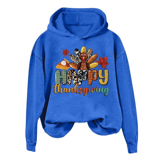 WEAIXIMIUNG Sweatshirts Personnalisés pour Femmes Image Action de Grâce Sweat à Capuche Imprimé Dinde pour Usage Décontracté