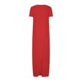 thumbnail image 5 of Annhoo Robes d'Été Grande Taille pour Femmes Col Rond Manches Courtes Robe Maxi Décontractée Ample Couleur Unie Longue Robe, 5 of 5