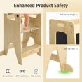 thumbnail image 4 of OUYAWEI 3-in-1 Toddler Standing Tower Kitchen Step Stool 150LBS Loading Bearing Adjustable with Anti-Drop Railing Safety Rail Design Wood, 4 of 8