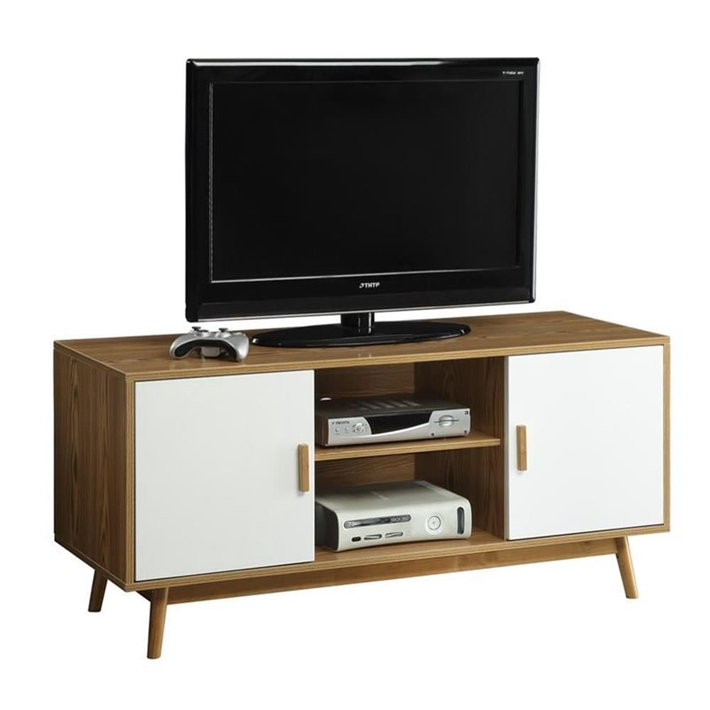 Convenience Concepts Oslo 46" TV Stand in White and Natural Wood Finish