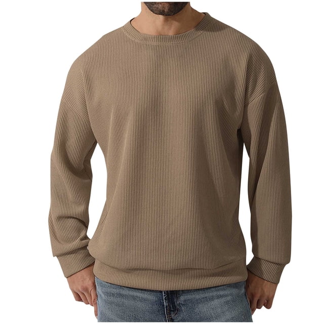 LOVZFMLL Vestes pour Hommes Décontractées Sport Manches Longues Couleur Unie Col Ras du Cou Chandail Chandail Base