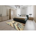 thumbnail image 4 of Ahgly Company Tapis d'Intérieur Rond Abstrait Brun Or Abstrait, 7 Pieds Rond, 4 of 6
