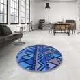 thumbnail image 4 of Ahgly Company Tapis d'Intérieur Lavable à la Machine, Carré, Transitionnel, Bleu Dodger, Tapis de Zone, 8 Pieds Carré, 4 of 7