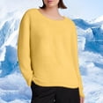 thumbnail image 2 of JGGSPWM (S-5XL) Plus Size Women's Pullover Fall Winter Sweaters Solid Color Fleece Long Sleeve Crewneck Oversized Loose Sweater Tops Yellow S, 2 of 3