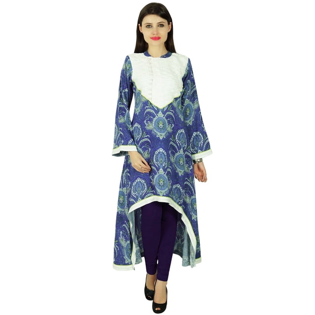Phagun Kurta Femme Ethnique Designer Damassé Rayonne Kurti Décontractée Tunique Robe