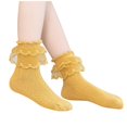 thumbnail image 2 of RXIRUCGD 3PC Children's Lace Lace Girls' Socks Cotton Mesh Princess Socks Cute Mid Length Socks( Yellow, Size:M ), 2 of 3