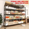 thumbnail image 3 of Commercial Heavy Duty Metal Wire Shelving Unit with Wheels – 5 Adjustable Tiers – 3300 lbs Capacity – Food Service Storage Rack for Industrial, Garage, Kitchen Use – 82.6"H x 59"W, 3 of 8
