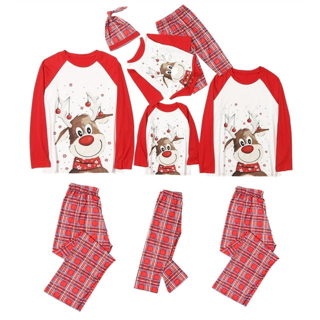 Pyjamas de Noël Assortis pour Adultes et Enfants Ensemble de Pyjamas