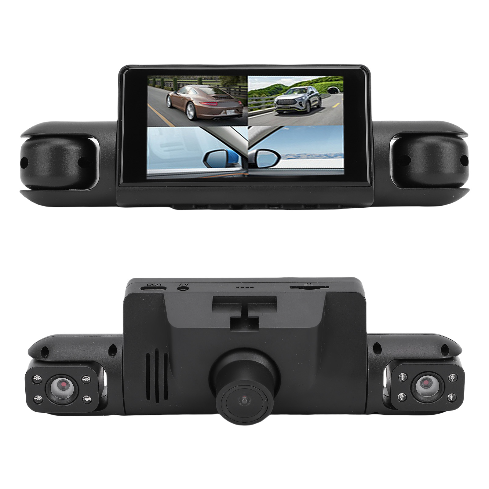 Front and Rear Dash Cam, 2.7 Inch Screen Type C Dash Cam 4 Lens  for Driving