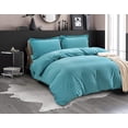 thumbnail image 1 of 3-Piece Duvet Cover Set, 1800 Thread Count, Button Closure, Solid Color - Cooling, Breathable Material- Wrinkle, Fade, Stain Resistant, King/California King, Turquoise, 1 of 5