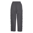 thumbnail image 5 of Womens Casual Pants Elastic Waist Solid Color Loose Side Button Decoration Versatile Capris Dark Gray L, 5 of 5