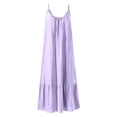 thumbnail image 4 of zanvin Robes boho pour Femmes, Robe Maxi d'Été pour Femmes Décontractée boho Sans Manches à Bretelles Spaghetti, Smockée, à Étages, Longue, de Plage, Soleil, pour Invitée de Mariage, Violet, 4 of 4