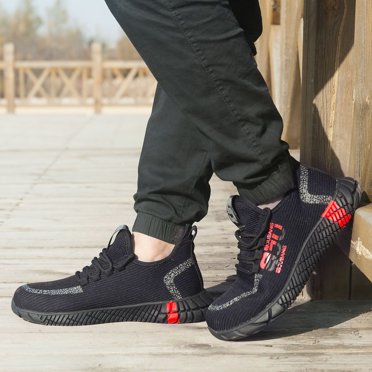 LSLJS Men's Sneakers, Couple Fahion Fly Woven Shoes Anti-Smashing Anti-Piercing Work Shoes