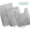 thumbnail image 1 of Set of 3 Clara Clark Bath Mat Bathroom Rug - Absorbent Memory Foam Bath Rugs - Non-Slip, Thick, Cozy Velvet Feel Microfiber Bathrug - Silver - Large 20"x32" - Small 17"x24" - Contour 24"x20", 1 of 6