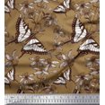 thumbnail image 3 of Soimoi Brown Georgette Viscose Fabric Flower & Butterfly Print Sewing Fabric BTY 42 Inch Wide, 3 of 5