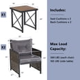 thumbnail image 3 of Gymax 3PCS Rattan Furniture Set Acacia Wood Coffee Table & 2 Chairs Backyard Patio, 3 of 4