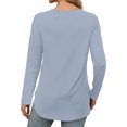 thumbnail image 4 of Pisexur Hauts pour Femmes Décontractés Col Rond T-Shirts Couleur Unie Été Classique Manches Longues Tuniques Tendance Blouses Automne, 4 of 6