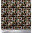 thumbnail image 1 of Soimoi Black Cotton Jersey Fabric Square Geometric Decor Fabric Printed Yard 58 Inch Wide, 1 of 3