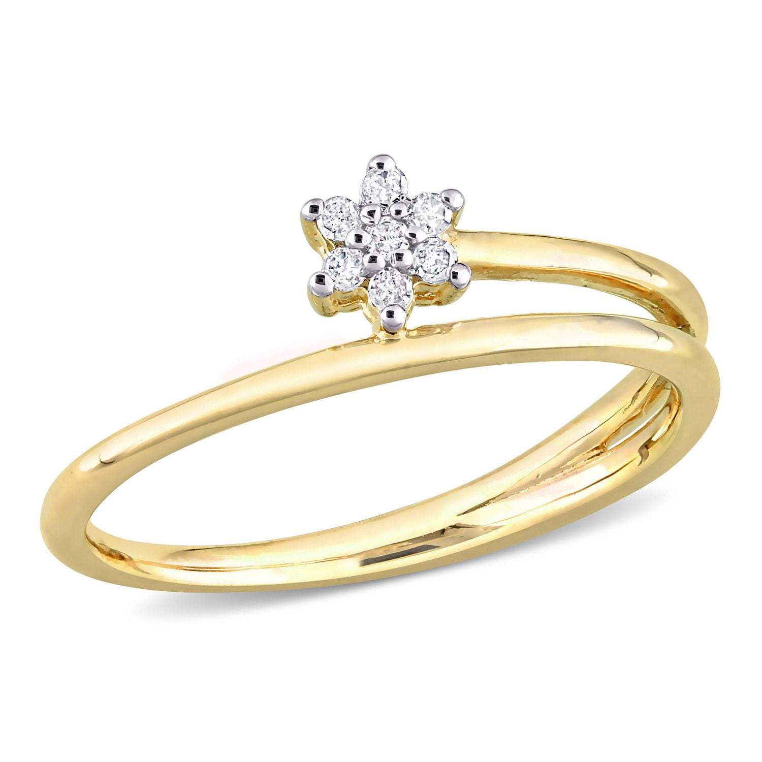 Bague de Promesse florale torsadée Miabella d'accent de diamant en Argent Sterling Plaqué Jaune