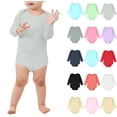 thumbnail image 1 of JDQJBZ Baby Boy Girl Bodysuit Long Sleeve Short Leg Romper Solid Color Cotton Newborn, 1 of 5