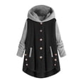 thumbnail image 2 of LSLJS Women's Winter Plush Solid Color Hooded Sweatshirts Button Long Sleeve Split Round Neck Comfortable Pajamas Coat, 2 of 4