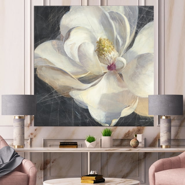 Designart - Magnolia Blanc Vif IV - Art Mural sur Toile Premium Shabby Chic