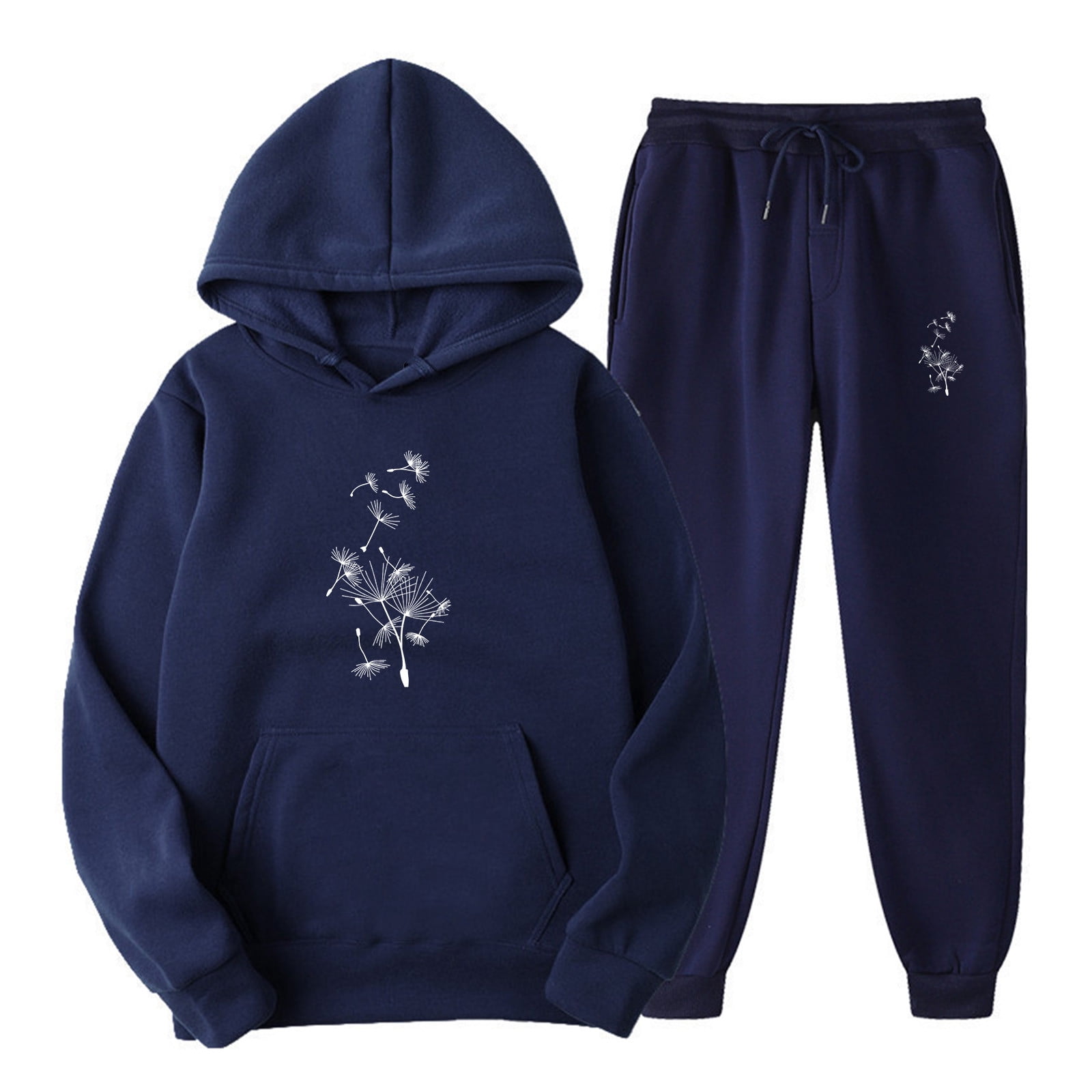 Aboser Ensemble de Survêtement 2 Pcs pour Femmes, Chandail à Capuchon Graphique Décontracté avec Pantalon Jogger, Ensembles d'Entraînement Confortables, Survêtement Uni, Tenue de Travail